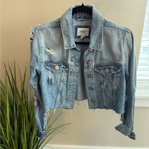 Forever 21 Light Blue Distressed Jean Jacket